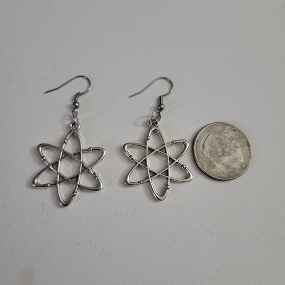 atom shaped earrings, stainless steel hooks - Picture 3 of 3